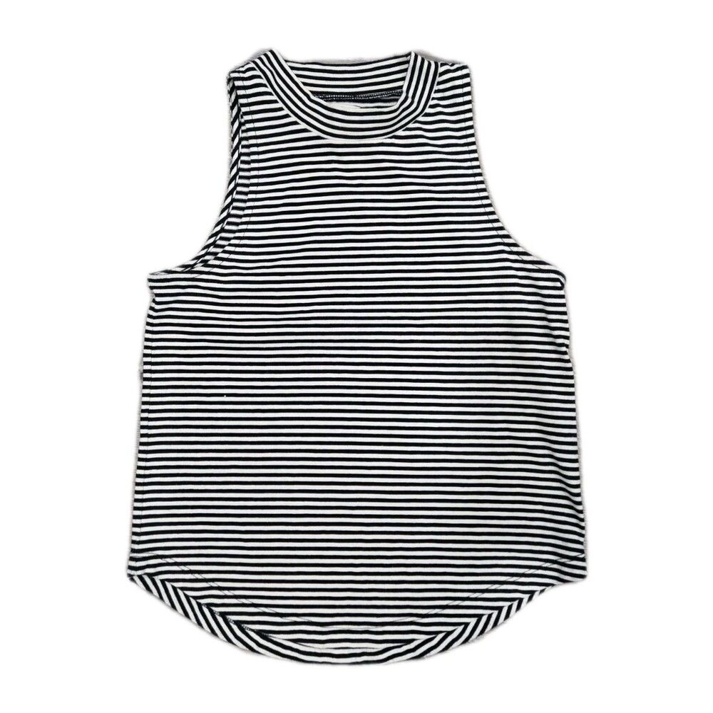 Madewell Shirttail Striped Tank Top Womens XS Black Off-White Slouchy